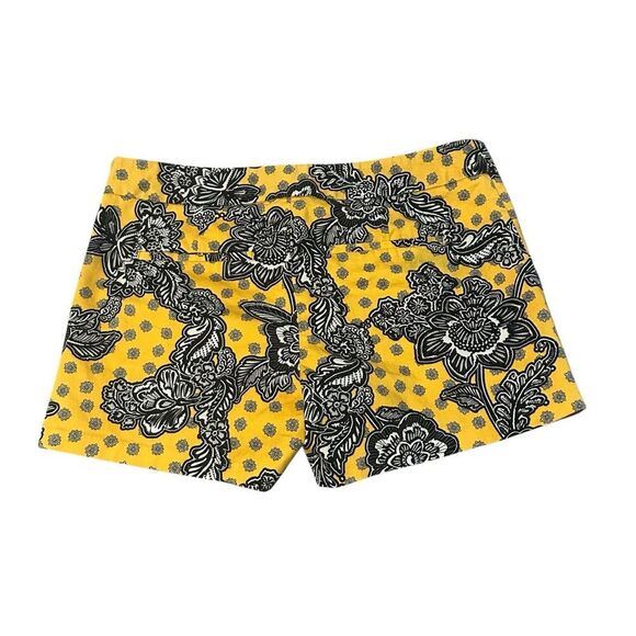 Express Yellow Paisley Floral Print Side Zip Shorts - Size 8 - Picture 3 of 11